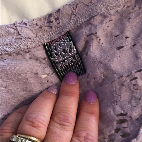 Free People lavender lace crop top cap sleeve tee - Picture 2 of 3